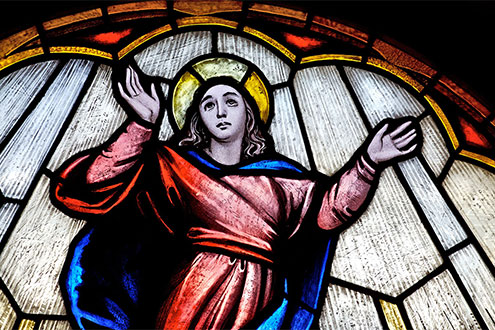 Fensterbild der Jungfrau Maria