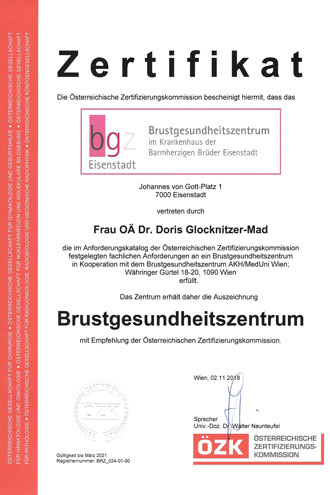 Zertifikat Brustgesundheitszentrum